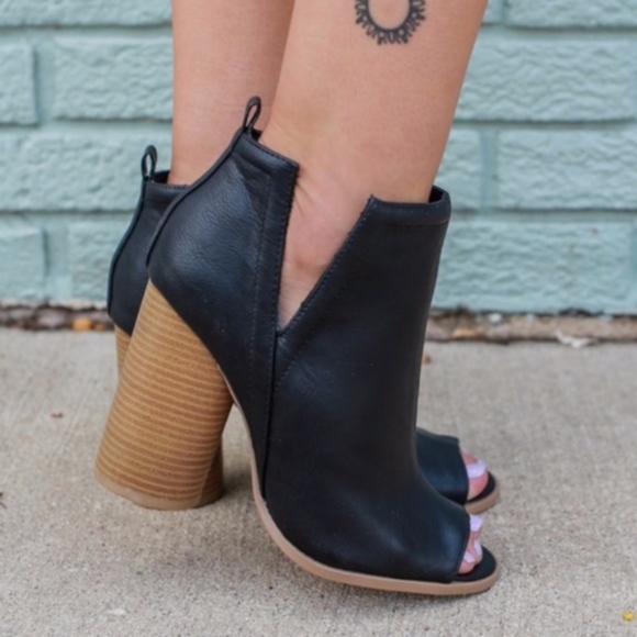 Shoes - JAXTON Peep Toe Bootie - BLACK